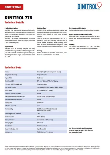 DINITROL 77B Kombi Rostdicht Hohlraum Wachs hellbraun 1L 1136701 1 Stück 2