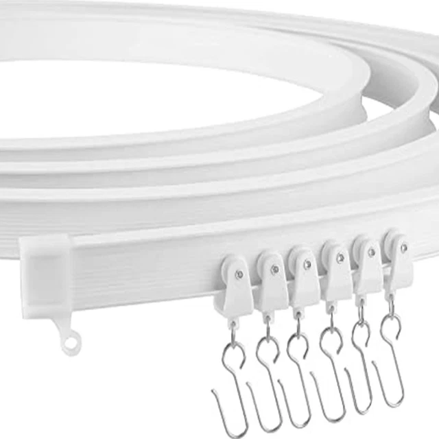 TIPIACE Guida Per Tende Doppia In Alluminio Di Lusso - Lunghezza Personalizzabile, Montaggio A Parete, Colore Nero (fino A 500 Cm) - 3