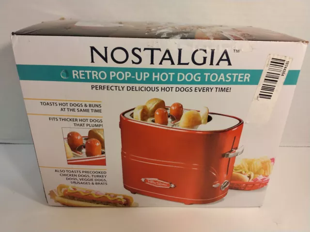 Red Hotdog Grill Hot Dog Toaster Electric Retro Pop Up Nostalgia Cooker Bun