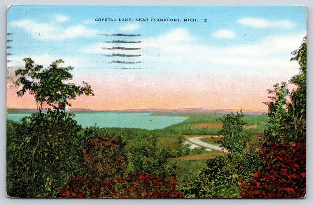 Frankfort, MI-Michigan, Crystal Lake, Landscape Vintage Linen 1948 Postcard