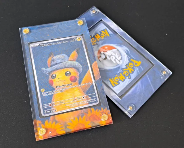 Pokémon Pikachu Van Gogh Museum Promo Card PROTECTIVE ACRYLIC 360 DISPLAY CASE 1