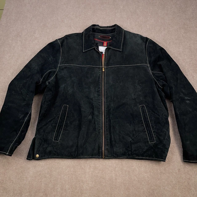 Wilsons Leather M Julian Mens Black Suede Leather Full Zip Bomber Jacket Size XL
