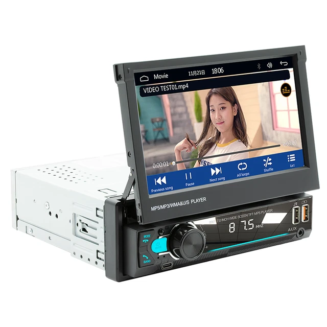 1DIN Car Radio Bluetooth Video Player Wireless CarPlay Android Auto Mirror Link