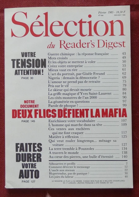 SÉLECTION DU READER'S digest n° 456 Février 1985 Freund, Saint-Laurent ...