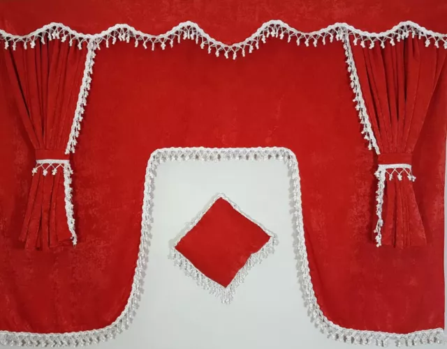 Rideaux Sertplas pour tous les camions, rouge, décor, pompons blancs