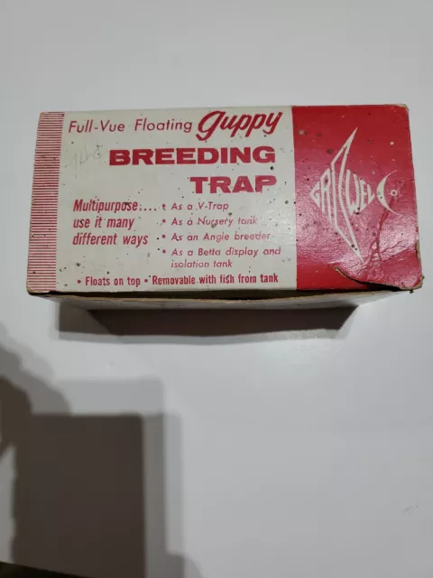 VTG Guppy Tank Floating Trap Breeding Baby Fish Old Graphics Box Display