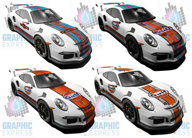 SCRATCHED MARTINI RACING STRIPES RED LOGO PORSCHE CARRERA BOXSTER
