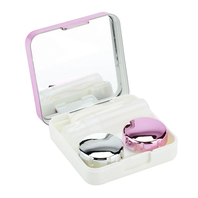 Juego de fundas de lentes de contacto con cubierta reflectante lindo encantador kit de viaje caja chw