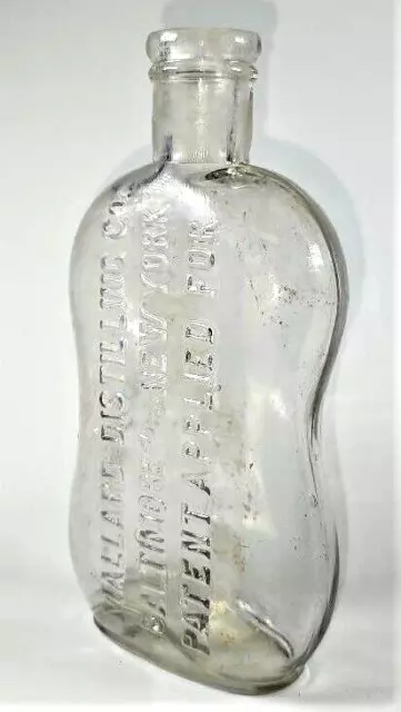 Embossed MALLARD Whiskey Bottle 6 3/8" Blown in Mold 1890s Baltimore New York