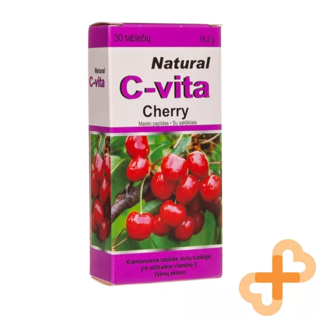 NATURAL C-Vita Cerise Parfum 60mg 30 Comprimés à Croquer Vitamine C Supplément