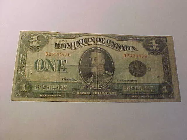 Canada $1 Large  CURRENCY Note 1923 Dominion of Canada VERY GOOD NOTE !