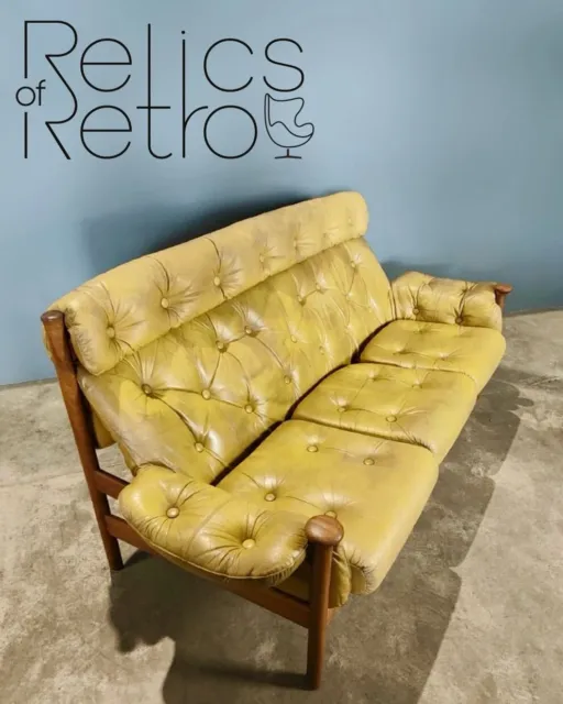 Rare Guy Rogers Santa Fe Leather 3 Seater Sofa Vintage Mid Century Retro 3