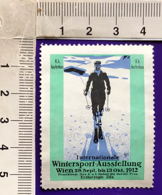 Reklamemarke Werbemarke Vignette posterstamp Wien Wintersport-Ausstellung 1912