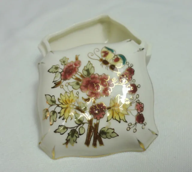 Vintage ZSOLNAY Hungary Hand Painted Porcelain Trinket Box Floral Butterfly