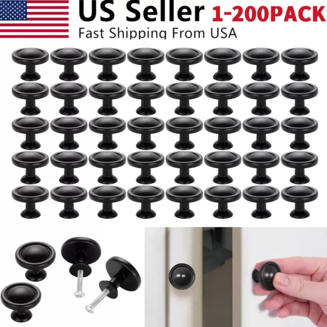 Black Cabinet Handles Kitchen Drawer Round Knobs Dresser Door Hardware Pulls Lot