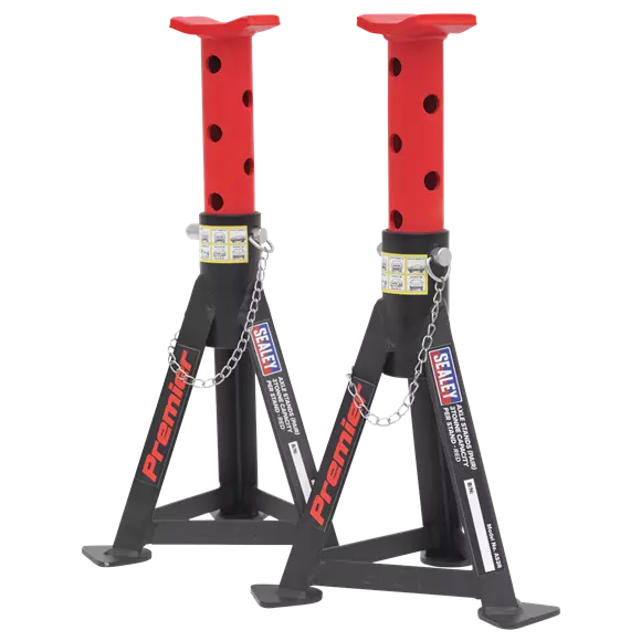 Sealey AS3R Axle Stands (Pair) 3 tonne Capacity per Stand. Red/Black