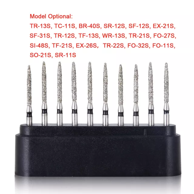 10Pc AZDENT Dental Diamond Burs High Speed Handpiece Super Coarse Diamond FO-11S