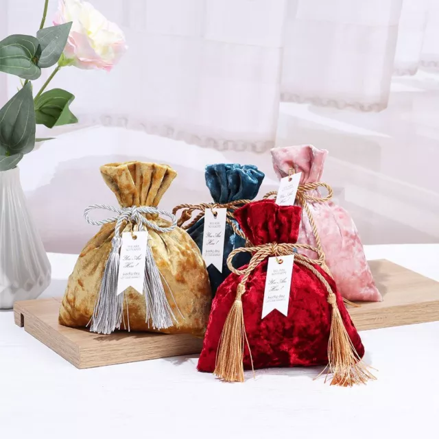 Trendy Wedding Party Velvet Candy Bag Candy Pouches Gift Bags Drawstring Pocket