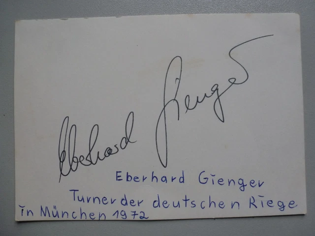Eberhard GIENGER - Deutschland, Bronze Olympia 1976 Turnen, Original-Autogramm