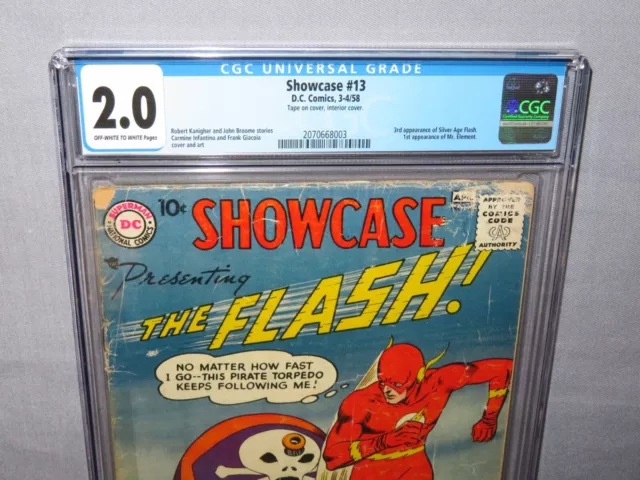 SHOWCASE #13 (Flash 3rd app, Mr. Element 1st app) CGC 2.0 GD DC Comics 1958 2