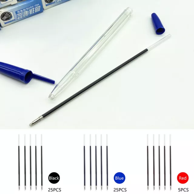 5/25pcs Ball Point Ink Pen Refills Replacement Black School Stationery Office U