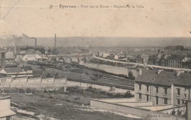 CPA 51 EPERNAY Pont sur la Marne Magenta et la Villa (pli)