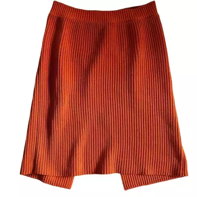 CALVIN KLEIN 205W39NYC Knit Midi Skirt 100% Cotton Made in Italy Orange Size L