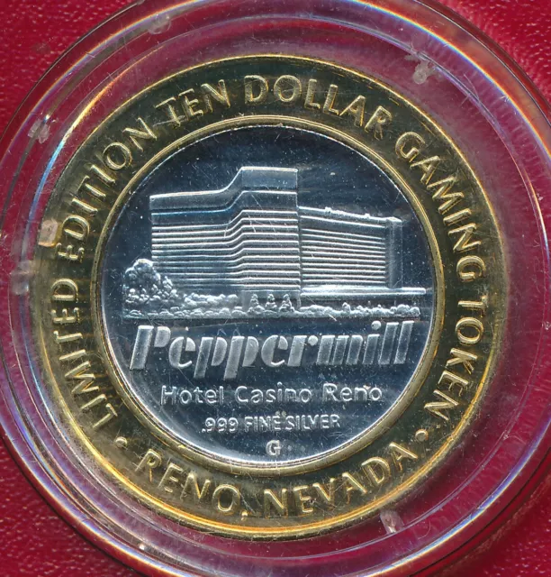 Peppermill Hotel Casino Reno, Nv $10 Silver Strike **999 Fine Silver**