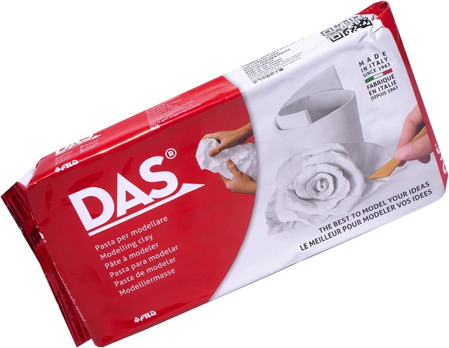 DAS White 1 kg arcilla de modelado de endurecimiento por aire, sin hornear, lista para usar, adecuada y