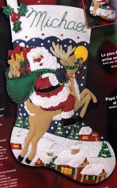 Hágalo usted mismo Bucilla Santas Coming to Town Rudolph Felt Kit de Medias de Navidad 84941 R