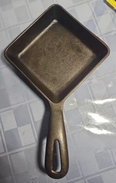 Wagner Griswold Cast Iron Skillet Egg Frying Pan Square Seasoned Flat Unmarked 1