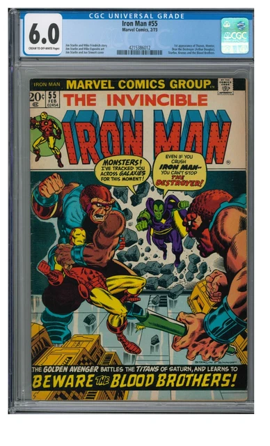 Iron Man #55 (1973) Key 1st Appearance Thanos & Drax CGC 6.0 DW455