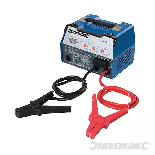 Silverline Battery Charger 12A 12V 6V Smart Jump Starter Booster 8-180Ah 549095