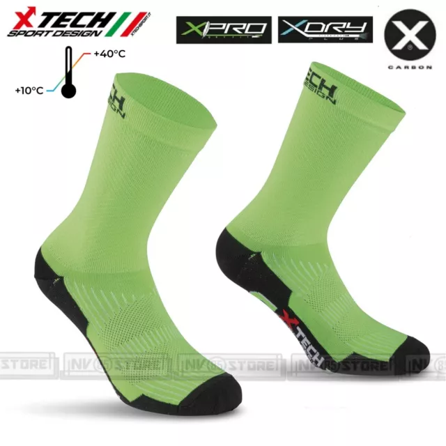 Calze XTECH Tecniche X-TECH Professional Carbon X-Dry Socks Made in Italy VERDE