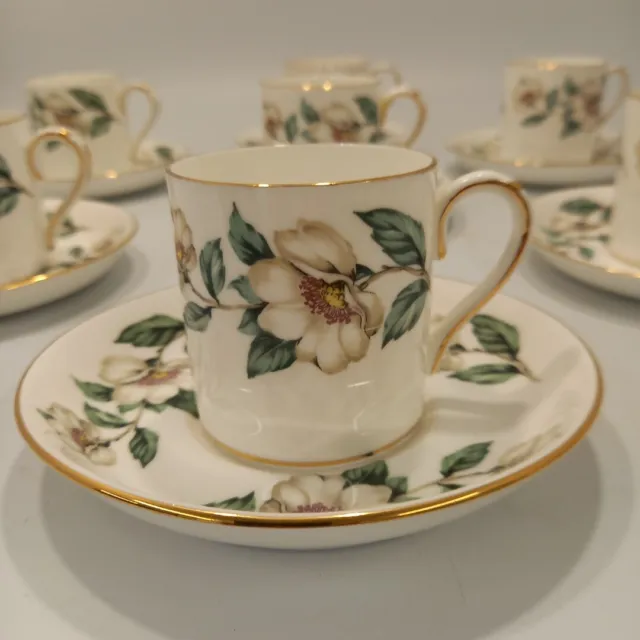 Crown Staffordshire 'Christmas Rose' Demitasse Coffee Cup & Saucer X 7 2