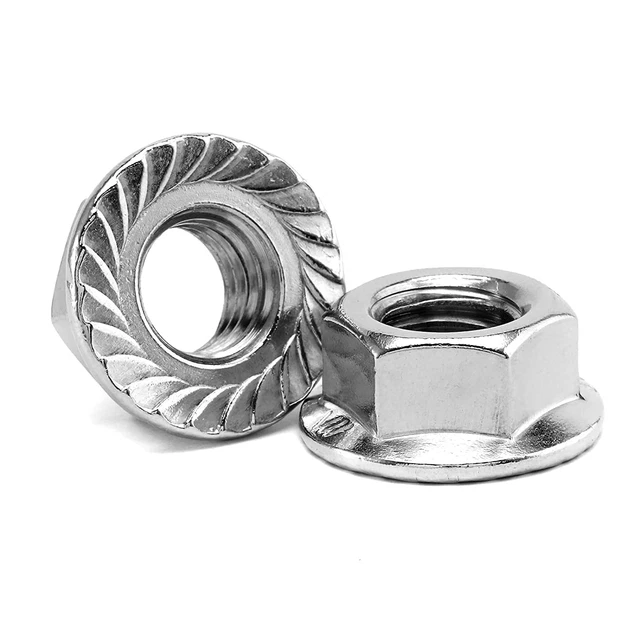 1/2-13 Serrated Flange Hex Lock Nuts 100Pcs 304 Stainless Steel 18-8, Full Threa