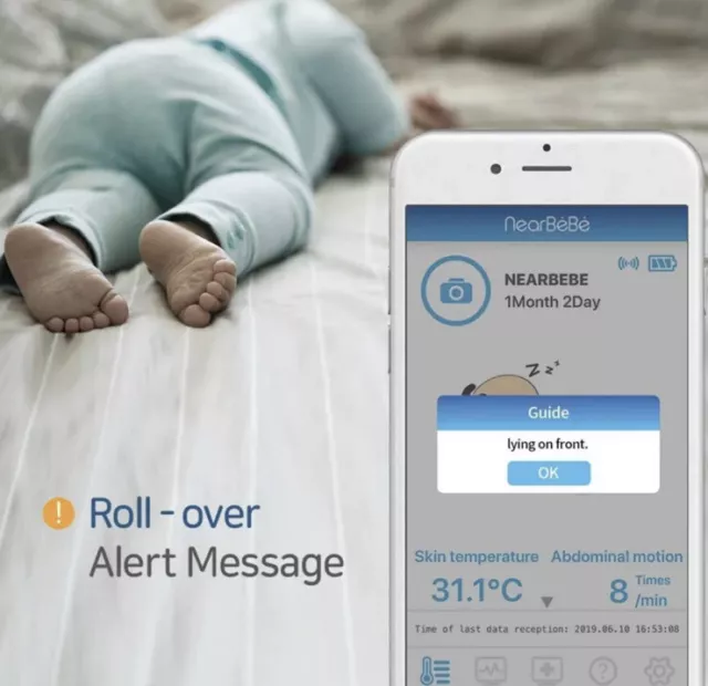 Monitor de seguridad para bebé bebé Nearbebe Care dispositivo reinversión de alerta respiración rosa 3