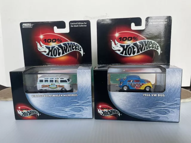 2x 100% Hot Wheels-Vintage Volkswagen Microbus & 1966 Bug-Real Riders Tires-NIP 2x 100% Hot Wheels-Vintage Volkswagen Microbus & 1966 Bug-Real Riders Tires-NIP