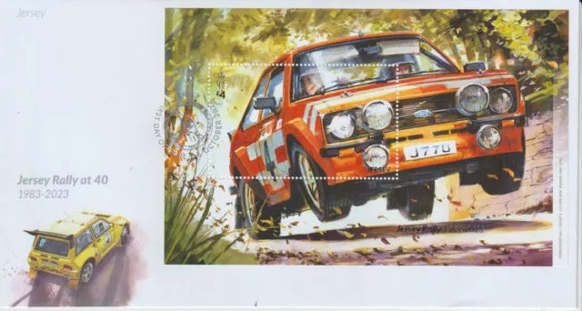 FDC  40 years Rallye Jersey, Ford Escort MKII BDG, FDC