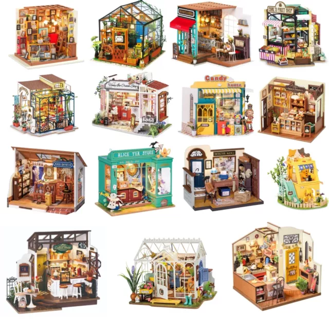 ROBOTIME Doll house 1:24 DIY 3D Wooden Dollhouse Miniature Building Kit W/ LED