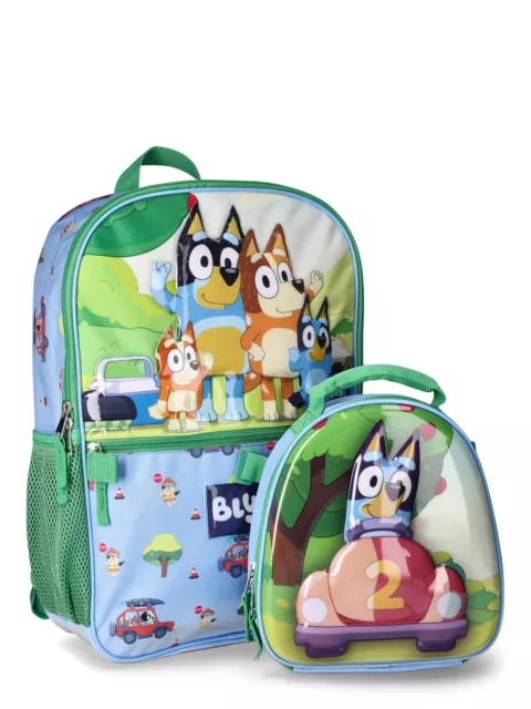 Bluey Family Trip Children’s Laptop Backpack with Lunch Bag, 2-Piece Set