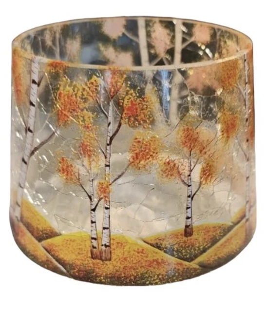 Yankee Candle Jar Candle Shade M/L Jar Crackle Glass Birch Trees NEW
