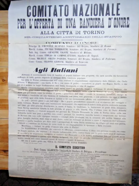 1897-COMITATO PER LA BANDIERA D'ONORE ALLA CITTA' DI TORINO-50° Anniv.-BOLOGNA+