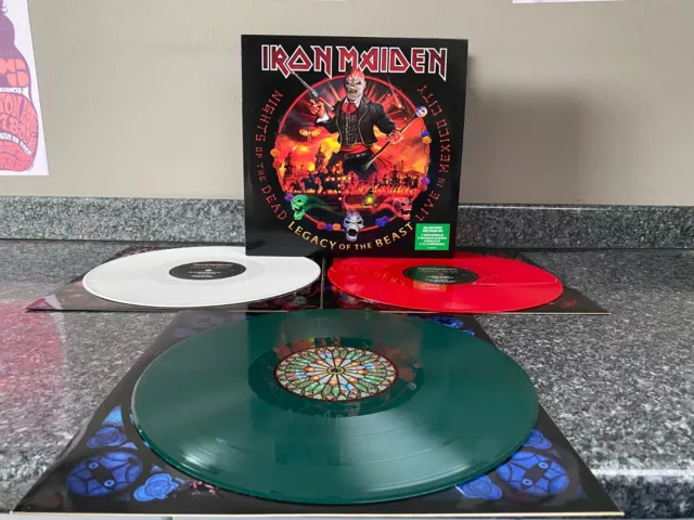 3 Coloured Vinyl Lps Iron Maiden Nights Of The Dead Live Mexico City Super Rare