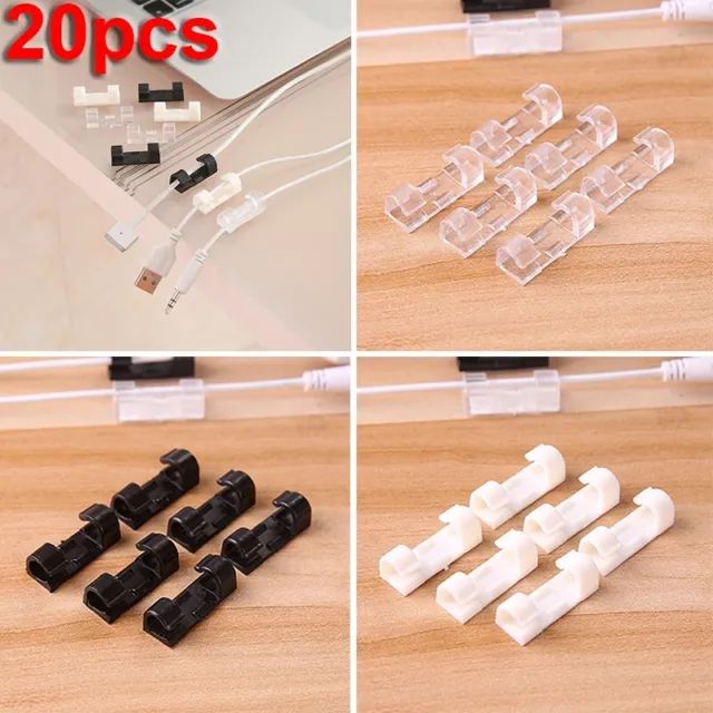 Suministros clips de cable 20 piezas kit de soporte autoadhesivo soporte cable de mesa