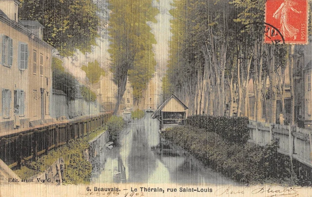CPA 60 BEAUVAIS / LE THERAIN / RUE SAINT LOUIS / cpa toilée
