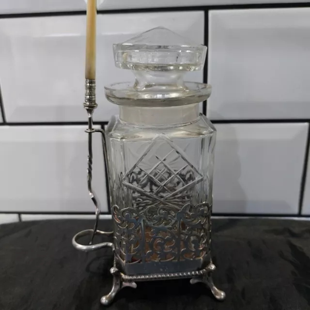 Antique Glass & Silver Plated Pickle Jar and Fork