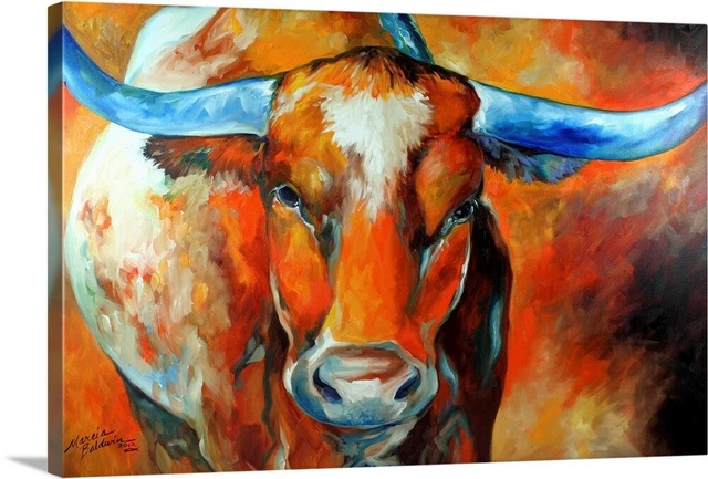 Texas Longhorn 2012 Canvas Wall Art Print, Cow Home Decor