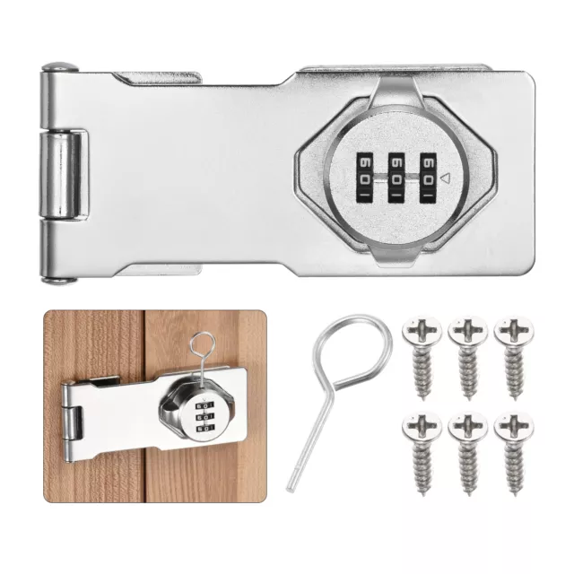 Password Hasp Locks, Cabinet Door Combination Lock, Barn Door Lock Latch Silver