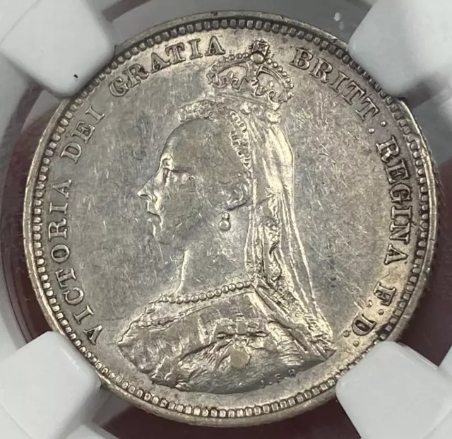 1888/7 Great Britain Silver 1 Shilling Ngc Au 53 ((No Reserve))